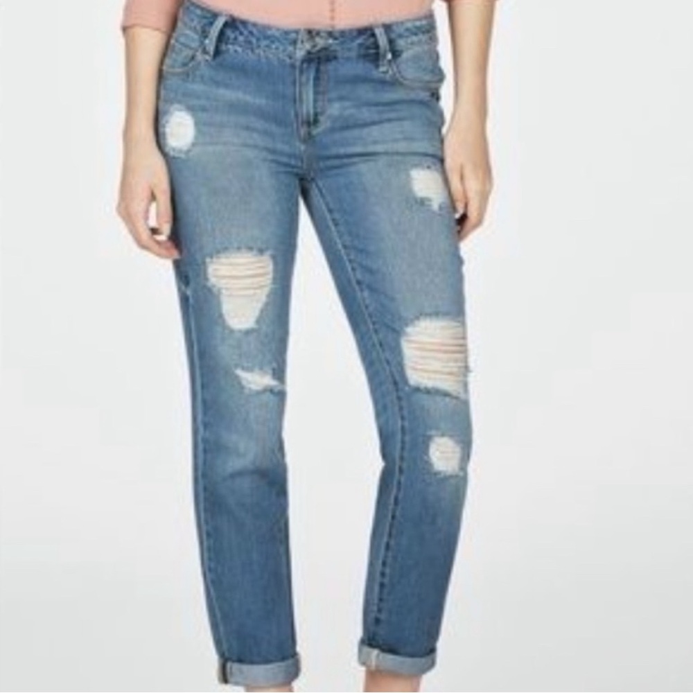 JUSTFAB Distressed Straight Leg Jeans